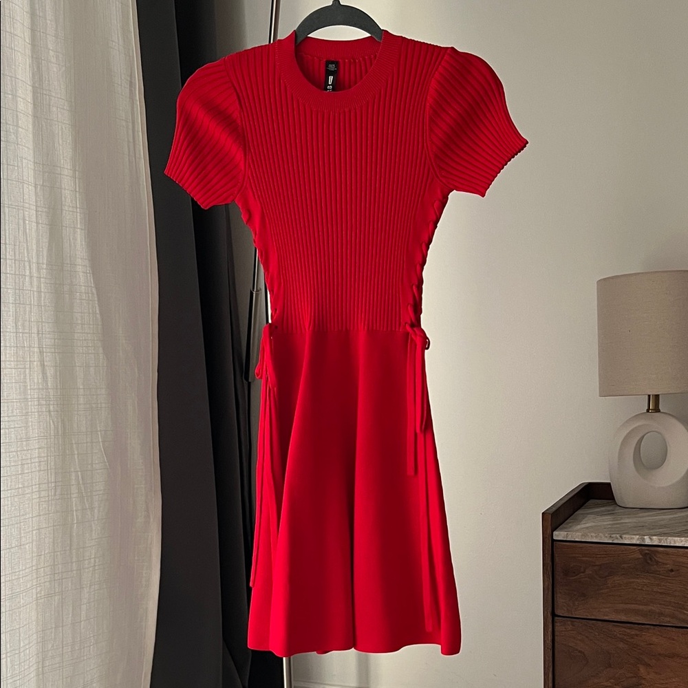 Design Lab Lord & Taylor Red Ribbed Mini Dress